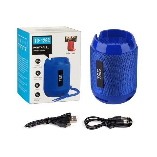 T&G MINI WATERPROOF WIRELESS BLUETOOTH SPEAKER TG-129C FM/TF/AUX/USB 400MAH BLUE T&G MINI WATERPROOF WIRELESS BLUETOOTH SPEAKER TG-129C FM/TF/AUX/USB 400MAH BLUE